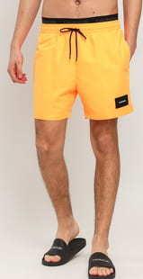 Calvin Klein Medium Double Waistband Swim Shorts neon oranžové