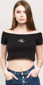 CALVIN KLEIN JEANS W SS Monogram Logo Crop Top černé