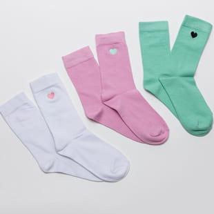 Urban Classics Heart Socks 3-Pack mentolové / rúžové / bílé