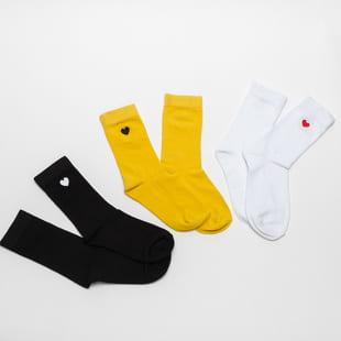 Urban Classics Heart Socks 3-Pack černé / bílé / žluté
