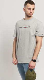 TOMMY JEANS M Straight Small Logo Tee melange šedé