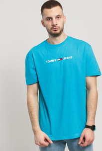TOMMY JEANS M Straight Small Logo Tee modré
