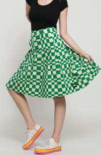 Stüssy Sabi Checker Pleated Skirt zelená / krémová