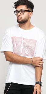 CALVIN KLEIN JEANS Monochrome Monogram Tee bílé / červené
