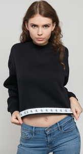 CALVIN KLEIN JEANS W Monogram Tape Crew černá