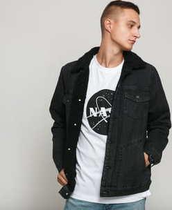 Urban Classics Sherpa Lined Jeans Jacket black wash