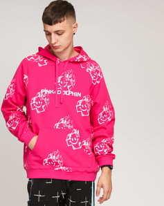 Pink Dolphin Mr. Positive Sketch Hoodie růžová / bílá
