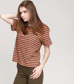 Stüssy Printed Stripe Tee tmavě hnědé / červené / žluté