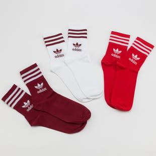 adidas Originals Mid Cut Crew Sock 3Pack bílé / vínové / červené