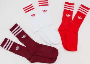 adidas Originals 3Pack Solid Crew Socks bílé / červené / vínové 35-38