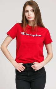 Champion Script Logo Crewneck Tee červené