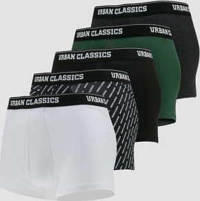 Urban Classics Boxer Shorts 5-Pack černé / bílé / tmavě šedé / tmavě zelené