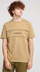 FRED PERRY Embroidered Panel Tee světle hnědé