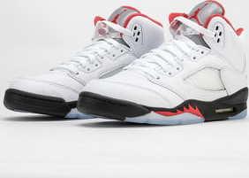 Jordan 5 Retro (GS) true white / fire red - black