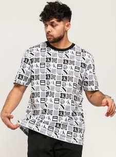 CALVIN KLEIN JEANS M Flyer AOP Relaxed Tee bílé / černé