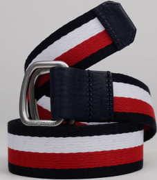 TOMMY JEANS Urban D-Ring Webbing Belt navy / bílý / červený 90