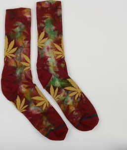 HUF Tie Dye Plantlife Socks vínové / žluté / zelené