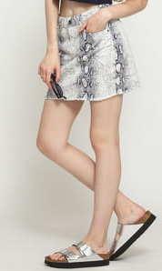 Urban Classics Ladies Animal Stretch Twill Skirt bílá / tmavě šedá