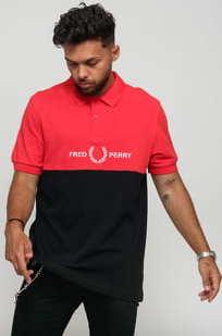 FRED PERRY Block Grapfic Polo T-Shirt červené / černé