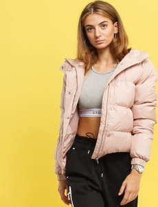 Urban Classics Ladies Hooded Puffer Jacket světle růžová