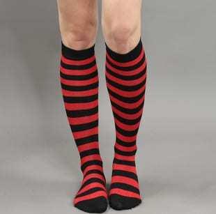Urban Classics Ladies Striped Socks černé / červené 36-39