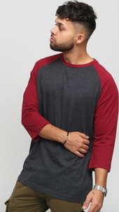 Urban Classics Contrast 3/4 Sleeve Raglan melange tmavě šedé / vínové