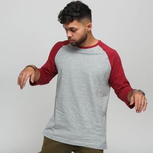 Urban Classics Contrast 3/4 Sleeve Raglan melange šedé / vínové