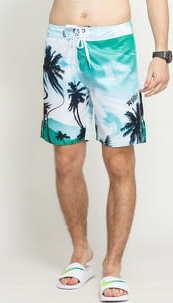 LRG Trippin Boardshort zelené / světle modré / bílé / černé 34