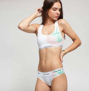 Calvin Klein Unlined Bralette bílé / světle růžové / zelené