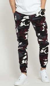 Urban Classics Camo Cargo Jogging Pants 2.0 camo vínové / bílé / tmavě šedé / černé
