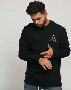 HUF Essentials Triple Triangle Crew černá
