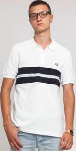 FRED PERRY Sports Tape Pique Shirt bílé
