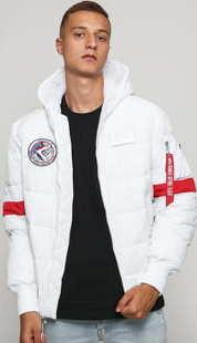 Alpha Industries Hooded Puffer FD NASA bílá