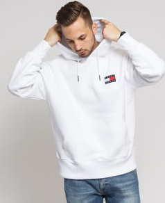TOMMY JEANS M Tommy Badge Hoodie bílá