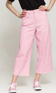 LAZY OAF Cropped Wide Leg Jeans pink 30
