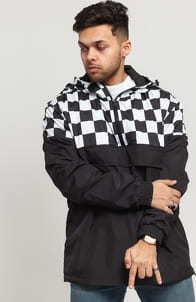 Urban Classics Check Pull Over Jacket černá / bílá