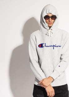 Champion Reverse Weave Hooded melange šedá