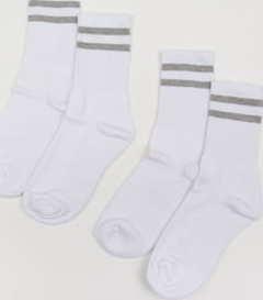 Urban Classics 2-Stripe Socks 2-Pack bílé / šedé