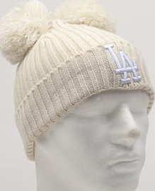 New Era Double Pom Cuff Kids LA krémový