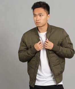 Urban Classics Basic Quilt Bomber Jacket olivová