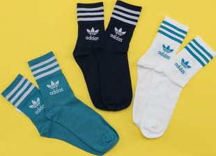 adidas Originals Mid Cut Crew Socks 3Pack bílé / tyrkysové / navy