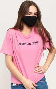 TOMMY JEANS W Modern Linear Logo Tee světle růžové