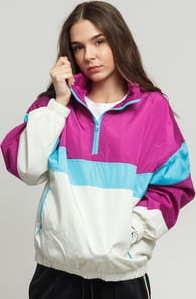 Urban Classics Ladies 3-Tone Stand Up Collar Pull Over Jacket