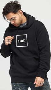 HUF Essentials Box ogo PO Hoodie černá