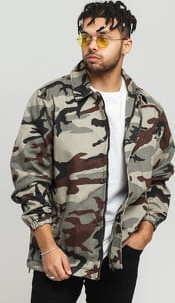 Urban Classics Camo Cotton Coach Jacket camo šedá / černá / vínová