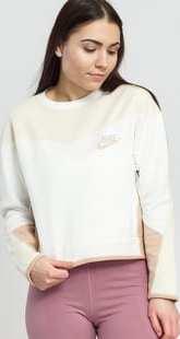 Nike W NSW Tech Fleece Crew CB bílá / světle hnědá / krémová