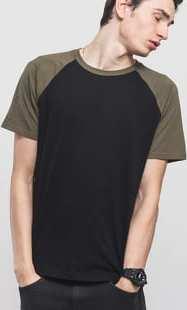 Urban Classics Raglan Contrast Tee černé / olivové