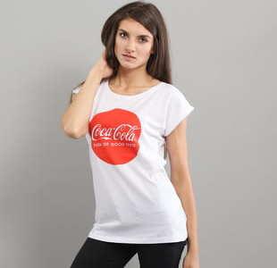 Urban Classics Ladies Coca Cola Round Logo Tee bílé