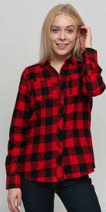 Urban Classics adies Turnup Checked Flanell hirt černá / červená