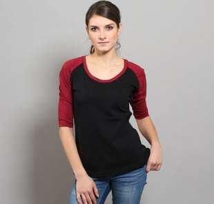 Urban Classics adies 3/4 Contrast Raglan černé / vínové